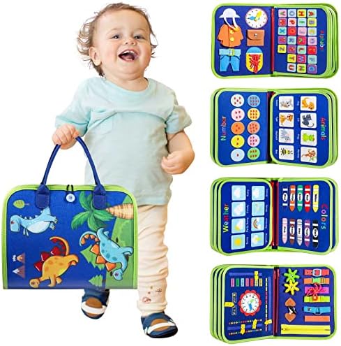 Toddler Busy Board - Montessori Toys for Toddler Boy Birthday Gift, Educational Learning Sensory Busy Book for Toddler Boys, Toddlers Activities Toy for Airplane Car Travel