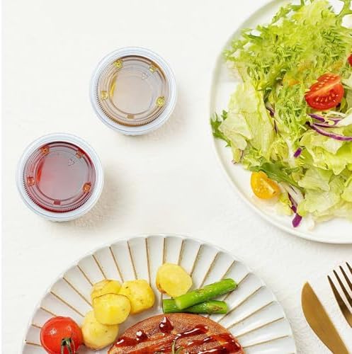 360 Set 4 oz Jello Shot Cups with Lids, Sturdy & Food Safe Disposable Plastic Portion Condiment Dipping Sauce Cups, Small Containers for Salad Dressing