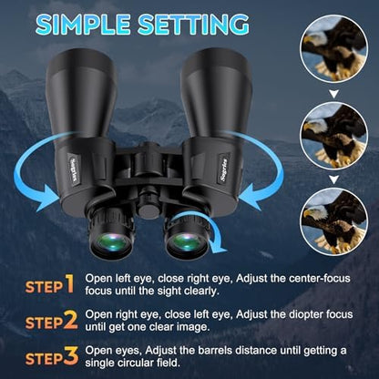 20x60 Binoculars for Adults High Powered, Waterproof & Fog Proof Compact Binoculars for Bird Watching with Low Light Vision, Hunting,Travel,Includes Carrying Bag