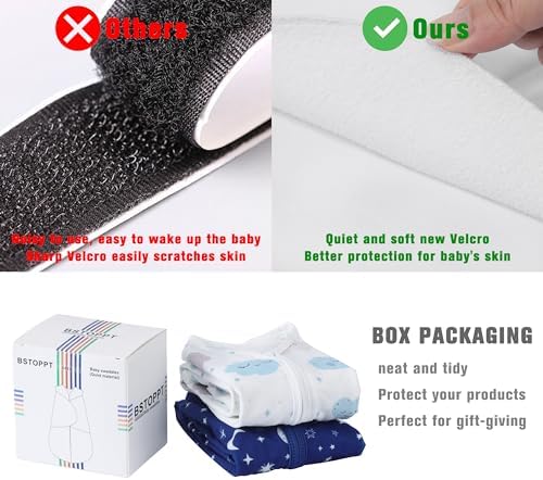 Newborn Sleep Sack Baby Swaddle,3-6 Months,3-Way Adjustable Wearable Blanket,100% Rayon Cotton Swaddling Sleeping Bag，TOG 0.5（Clouds&Starry Sky）