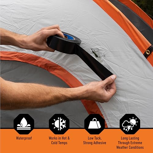 Gorilla All Weather Duct Tape, Black, 1.88" x 25 yd (Pack of 2) - UV and Temperature Resistant Waterproof Tape for Outdoor Repairs