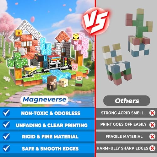 200 PCS 0.8in Magnetic Blocks - Magnet Toys & Magnetic Building Blocks Cubes, Stacking Magnets, STEM Toys for School Acitivities, Birthday Gifts for Boys Age 3+ Years Old (Theme: Forests)