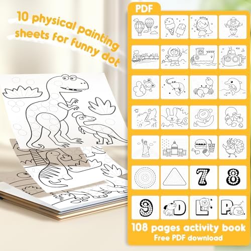 Jar Melo Washable Dot Markers for Toddlers 1-3, 8 Colors Dot Paints with 108 PDF & 10 Physical Activity Papers, Non-Toxic Bingo Daubers for Toddlers 2-4, Kids Arts and Crafts Supplies