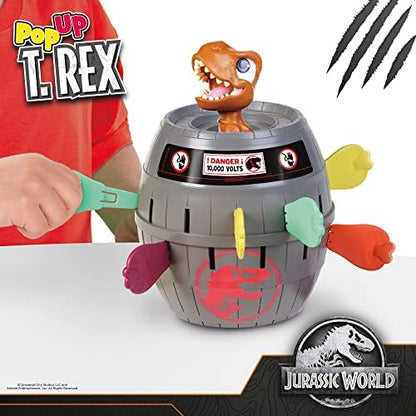TOMY Pop Up T-Rex Board Game - Family and Preschool Kids Games for Family Game Night - Kids Activities and Jurassic World Toys - 2-4 Players - Ages 4 Years and Up