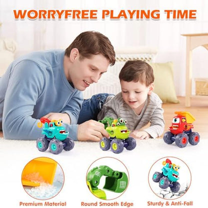 Monster Truck Toys for 1 2 3 Year Old Boy Birthday Gift, Outdoor Construction Toy Trucks Pull Back Cars for Toddlers 1-3, 1st Birthday Gifts 1 2 3 Year Old Boy Toys Baby Toddler Xmas Gifts Kids