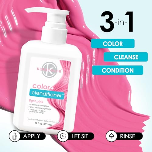 Keracolor Color + Clenditioner 3-in-1 Color-Depositing Conditioner, Gently Cleanses & Conditions, Semi-Permanent Hair Color, 23 Shades, 12 Fl Oz