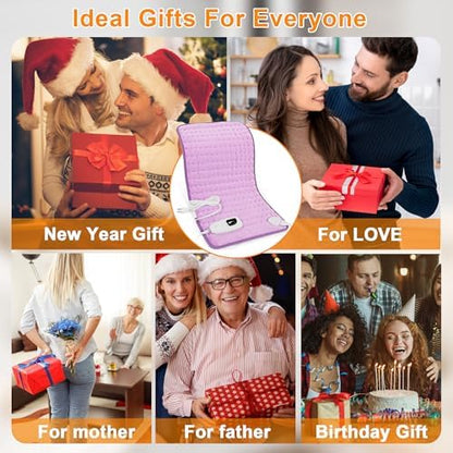 Electric Heating Pads,Heating Pad for Back,Shoulder,Hot Pad for Neck and Arms,Abdomen,Moist Heated Pad for Legs and Knee,Auto Shut Off(Light Purple, 24''×12'')
