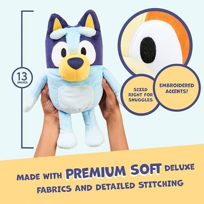 Bluey Sound Effects Talking Stuffed Plush, 13” Soft Musical Toys, Interactive Stuffed Animal with 9 Different Phrases, Musical Toys for Kids