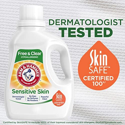 Arm & Hammer Sensitive Skin Free & Clear, 140 Loads Liquid Laundry Detergent, 140 Fl oz (Pack of 2)