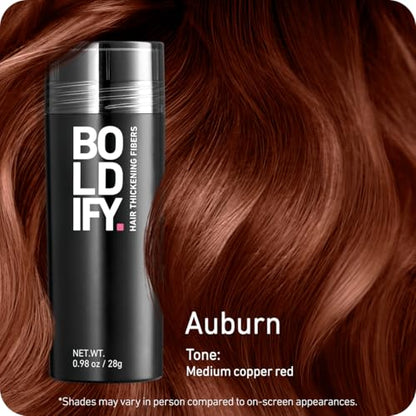 BOLDIFY Hair Fibers (28g) - Fill In Thinning and Fine Hair for an Instantly Fuller, Thicker Look - 14 Shades for Women & Men - Auburn