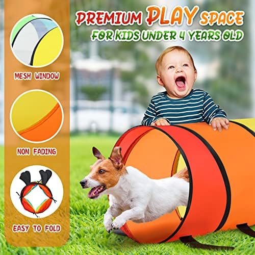 Moncoland Kids Play Tunnel Tent for Toddlers, Pack of 2 Colorful Pop Up Crawl Tunnel Toy Baby or Pet, Collapsible Gift Boy and Girl Tunnel Indoor Outdoor Game