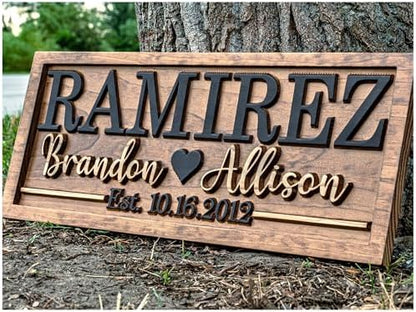 Bridal Shower Gift | Personalized Wedding Gift Last Name Established Sign | Anniversary | Engagement Gifts | Valentines Day Gift | Wood Wedding Sign | Name Heart Sign | Couples Gift