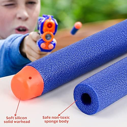 Refill Darts Bullets Compatible with Nerf Guns N-Strike Elite Series, 300PCS Refill Darts Premium Foam Bullets Pack with Portable Storage Bucket