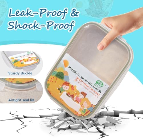 MISS BIG Bento Box for Kids,Leak Proof,Mom’s Choice Kids Lunch Box, No BPAs and No Chemical Dyes,Microwave and Dishwasher Safe Lunch Containers(White)