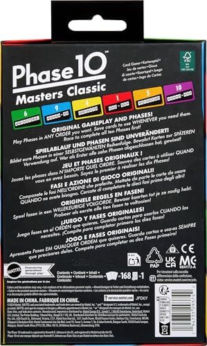 Mattel Games Phase 10 Masters Classic Card Game Including 60 Phase Target Cards That Can Be Played in Any Order for 2 to 6 Players