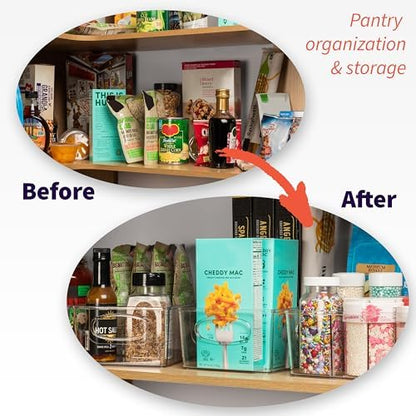 Pantry Organizers and Storage and Cabinet Organizer, 2 Pack - Kitchen Organizers and Storage, Great Fridge or Snack Organizer - Perfect in Refrigerator or Cupboard Shelf