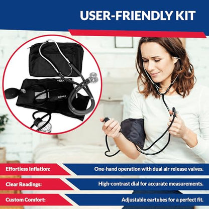 Dixie EMS Blood Pressure and Sprague Stethoscope Kit - Black