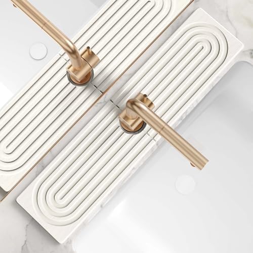 Large Faucet Mat for Kitchen Sink - Stone Drying Mat for Kitchen Counter, Diatomite Fast Drying Stone Sink Tray, Super Absorbent, Stylish Decor and Protector for Bathroom [Light Grey, 23.6" x 5.5"]