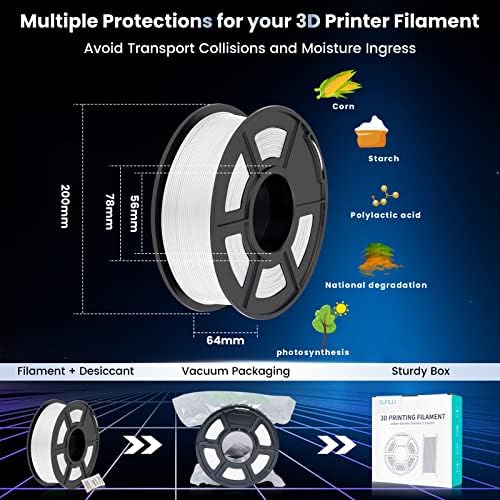 SUNLU 3D Printer Filament PLA Plus 1.75mm 2KG, SUNLU Neatly Wound PLA Filament 1.75mm PRO, PLA+ Filament for Most FDM 3D Printer, Dimensional Accuracy +/- 0.02 mm, 1 kg Spool, 2 Packs, White+White