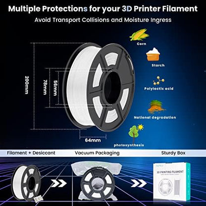 SUNLU 3D Printer Filament PLA Plus 1.75mm 2KG, SUNLU Neatly Wound PLA Filament 1.75mm PRO, PLA+ Filament for Most FDM 3D Printer, Dimensional Accuracy +/- 0.02 mm, 1 kg Spool, 2 Packs, White+White