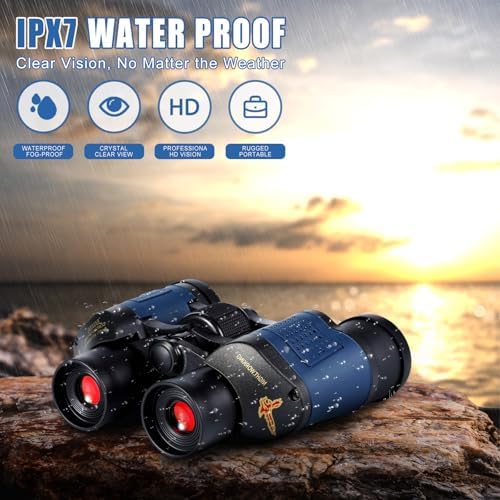 Night Vision Binoculars for Adults 60X60 10000M Professional Waterproof High Power Optical Telescope for Stargazing, Bird Watching, Concerts, Football, Sightseeing, Hunting with Carrying Bag