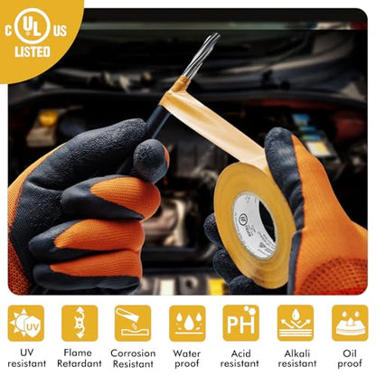 Electrical Tape, 10 Rolls Professional Grade PVC Electric Tape, UL/CSA Listed ¾ in x 66 ft Insulating Vinyl Tape for Electrical, Repairs, Automotive and Equipment, Pro-36C, Yellow