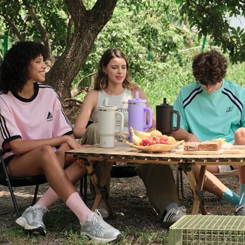 40 oz Tumbler with Handle and Straw: Stainless Steel Insulated Tumbler Keeps Cold for 24 Hours, Leakproof Travel Cup Fits in Cup Holder and BPA-Free, Cotton Candy