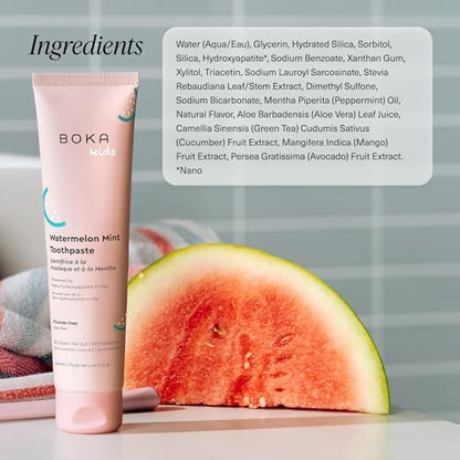 Boka Fluoride Free Toothpaste Nano Hydroxyapatite Toothpaste - Watermelon Mint Flavor, 4 oz 3Pk US Manufactured