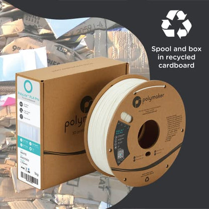 Polymaker PLA PRO Filament 1.75mm 1kg, Tough & High Rigidity White 3D Printing Filament, PolyLite PLA PRO 3D Printer Filament 1.75mm, Print with Most 3D Printers