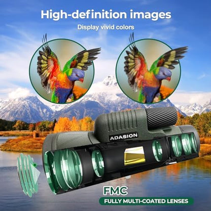 12x56 HD Monocular Telescope High Powered for Adults with Smartphone Adapter, High Powered Monocular Scope with Clear Low Light Vision for Star Watching, Bird Watching, Hiking, Concert