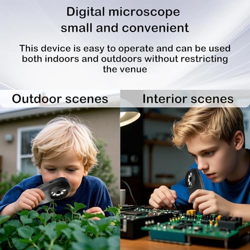 Handheld Digital Microscope with 2.0 Inch IPS Color Screen, Portable Magnifying Glass for Kids, 500x Magnification, 8 Adjustable 3-Level LED Lights, USB Compatible with PC Windows and Mac OS