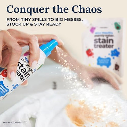 Miss Mouth’s Messy Eater Stain Treater Refill Ready Kit - 2 Pack Stain Remover Spray and 16oz Refill Pouch - Newborn & Baby Essentials - Food, Grease, Coffee Off Laundry, Underwear, Fabric