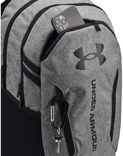 Under Armour Unisex-Adult Hustle 6.0 Backpack, (026) Castlerock Full Heather/Black/Black, One Size Fits Most