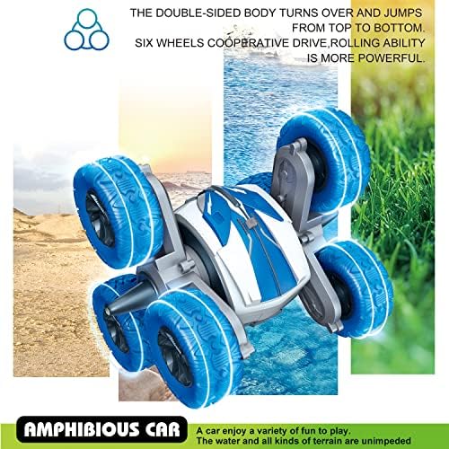 Threeking Waterproof RC Stunt Car Remote Control Cars Double-Sided Driving 360 Degree Flips Rotating Indoor Outdoor Toys Gifts Presents for 6 7 8 9 10 11 12 Year Old Kids Boys Girls