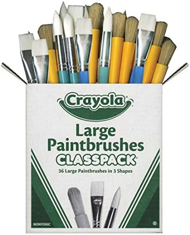 Crayola Paintbrush Variety Classpack (36ct), Back to School Art Supplies for Kids, Flat & Round Paint Brushes for Toddlers & Classrooms, Easy Grip