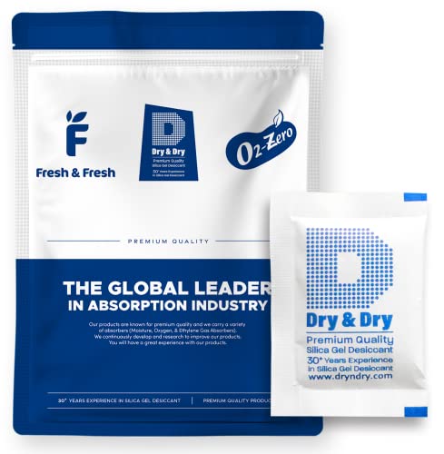 Dry & Dry 5 Gram [100 Packets] Silica Gel Packets Silica Gel Desiccants, Silica Gel Packs - Rechargeable (Food Safe) Silica Gel Packets, Silica Packets