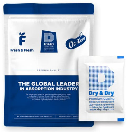 Dry & Dry 5 Gram [100 Packets] Silica Gel Packets Silica Gel Desiccants, Silica Gel Packs - Rechargeable (Food Safe) Silica Gel Packets, Silica Packets