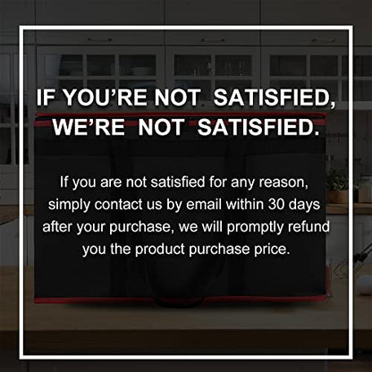 Bodaon Insulated Food Delivery Bag - Hot & Cold Meal Carrier, Catering/Doordash Pizza Warmer, Grocery Tote, Cooler Bag for Parties (Black-Red, 1Pk)