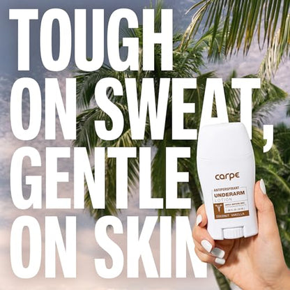 Carpe Underarm Antiperspirant Deodorant Advanced Sweat & Odor Protection Formula - Antiperspirant for Women & Men Helps to Combat Excessive Sweating with Odor Control - Coconut Vanilla