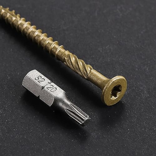 #10 * 3-1/2" Deck Screws, (883pcs) 15 lbs.Exterior Wood Screws, Rust Resistant epoxy Coated, Bronze, T25 Star Bit