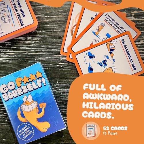 Go F Yourself! – The Grown Up Go Fish Card Game You've Always Wanted | Hilarious Party Game for Grown Ups, 2+ Players | 52 Cards, 13 Unique Pairs