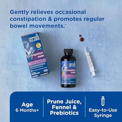 Mommy's Bliss Constipation Ease with Prebiotics, Promotes Bowel Movements, Gentle & Safe, No Harsh Laxatives, Age 6 Months+, 4 Fl Oz (Pack of 2)
