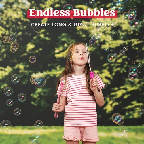 JOYIN 14.6’’ Big Bubble Wands for Kids, 1 Dozen Bubble Wand Bulk with Refill Solution for Summer Toy Party Favor, Outdoors Activity, Easter Basket Stuffers, Birthday Gift
