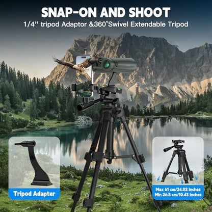 14x45 Binoculars for Adults High Powered,Professional HD Binoculars for Bird Watching,Hunting,with Aluminum Alloy Phone Adapter,Tripod,Waterproof & Fog Proof,Large View for Travel,Hiking,Concert