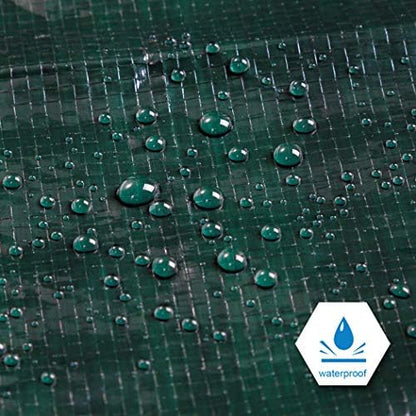 CARTMAN Finished Size 10x12 Feet Waterproof Green Tarp 8 Mil Thick, Multipurpose Protective Cover for Emergency Rain Shelter Camping Tarpaulin