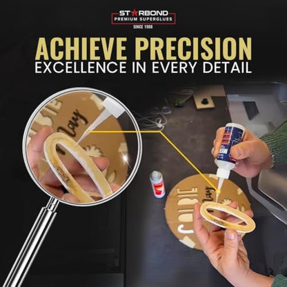 Starbond 4 oz. Medium CA Glue (Premium Cyanoacrylate Super Glue) with Extra Cap and Microtips for Quick Fixes, Woodworking, Woodturning, Hobby Models