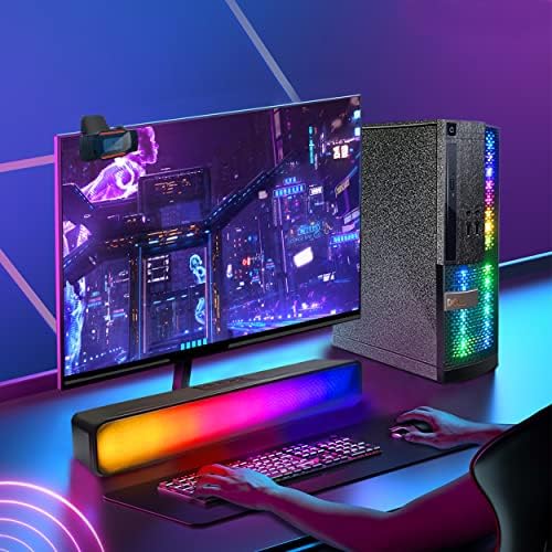 Dell PC Black Treasure Box RGB Desktop Quad Core I5 up to 3.6G, 16G, 512G SSD, WiFi, BT, RGB Keyboard & Mouse, DVD, New 22" 1080P FHD LED, RGB Sound Bar, Webcam, Win 10 Pro(Renewed)