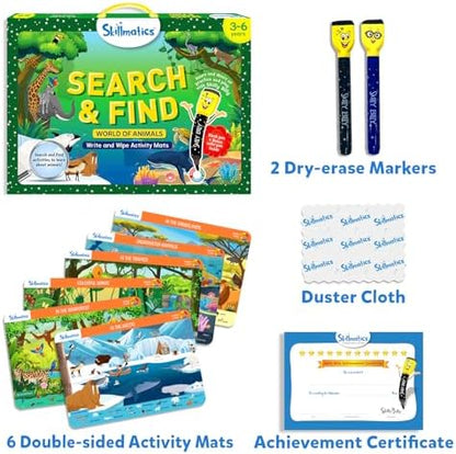 Skillmatics Search and Find Animals Educational Game - Reusable Preschool Learning Activities, Perfect for Toddlers & Kids Who Love Toys, Art & Crafts, Builds Vocabulary, Gifts for Ages 3, 4, 5, 6