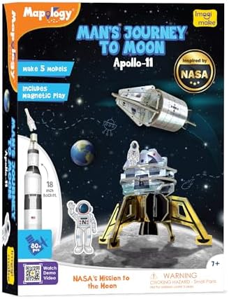 Imagimake Mapology Man's Journey to Moon | NASA Mission Apollo 11 | Rocket & Satellite Model Making Set | Space Toys for ages 8-13 | Educational Science Kits for Kids Age 8-12 | Gifts for Boys & Girls