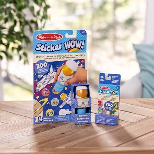 Melissa & Doug Sticker Wow!™ Astronaut Bundle: 24-Page Activity Book, Refillable Sticker Stamper, Mini Pad, 500 Stickers, Arts and Crafts for Kids Ages 3+